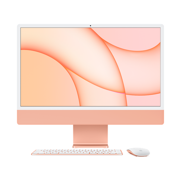 iMac 24 inch M1 in Orange with Magic Keyboard and Mouse (main)