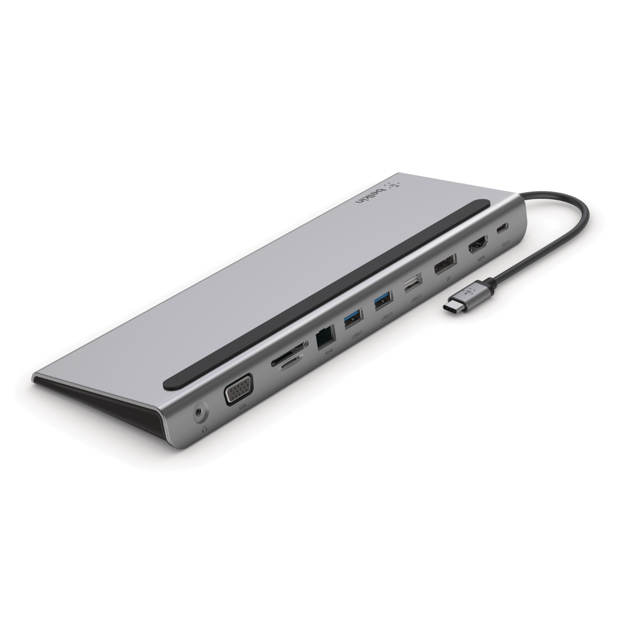 Belkin USB-C 11-in-1 Multiport Dock (USb-C to 3.5mm + VGA + SD + MicroSD + Gigabit Ethernet + USB-A 3.0 + USB-A 2.0 + 4K DP + 4K HDMI + USB-C PD)_main